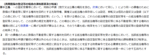 e-Gov法令検索に表示された登録免許税法13条の条文